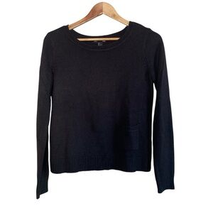 H&M Black Knit Sweater Womens Small Crewneck Pocket Detail